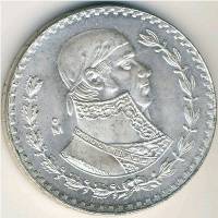 (1966) Монета Мексика 1966 год 1 песо "Хосе Мария Морелос"  Серебро Ag 100  UNC